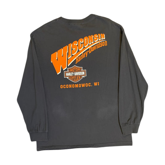 Harley Davidson Oconomowoc Wisconsin Long Sleeve Grey T-Shirt