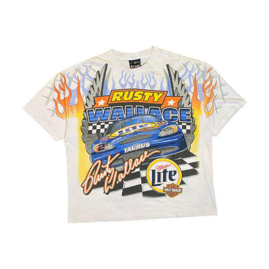 2000 Vintage Rusty Wallace Miller Lite x Harley Davidson Motors T-Shirt