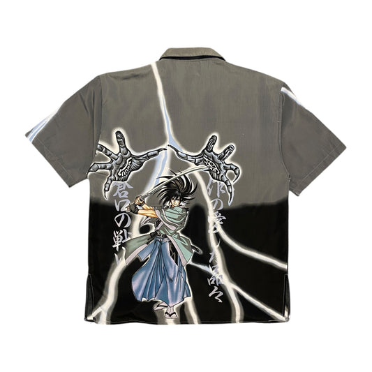 Samurai Graphic Button Up T-Shirt