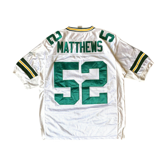 NFL Packers #52 Matthews White/Green Jersey