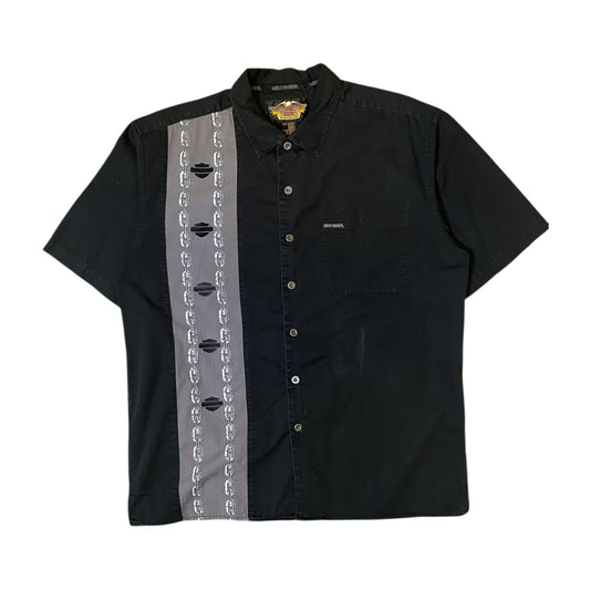 Harley Davidson Black Chain Button Up Shirt