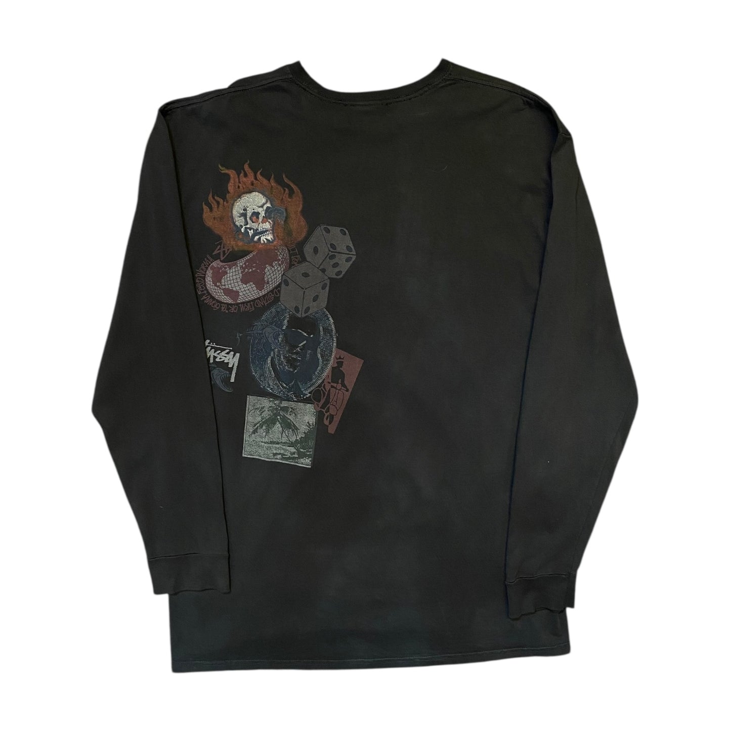 Stussy Skull & Dice Black Longsleeve T-Shirt