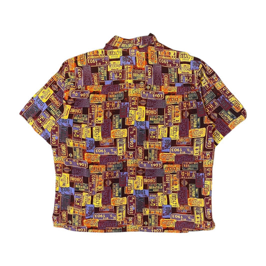 Harley Davidson Roadsigns Graphic Button Up T-Shirt