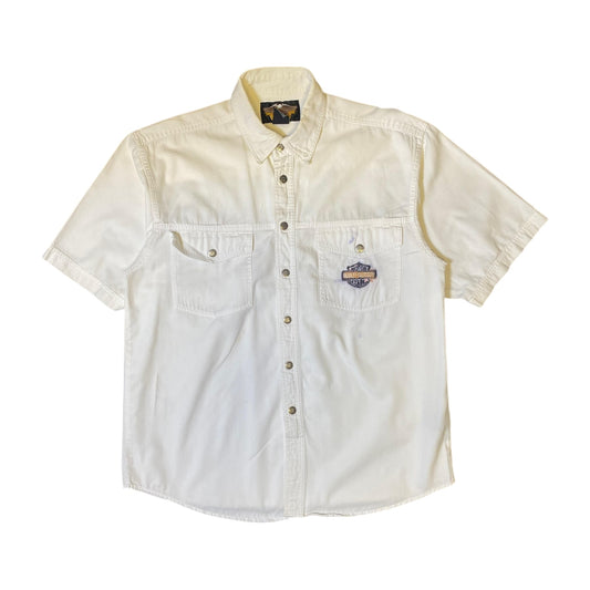 Harley Davidson White Button Up T-Shirt