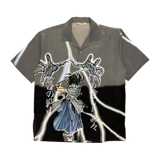 Samurai Graphic Button Up T-Shirt