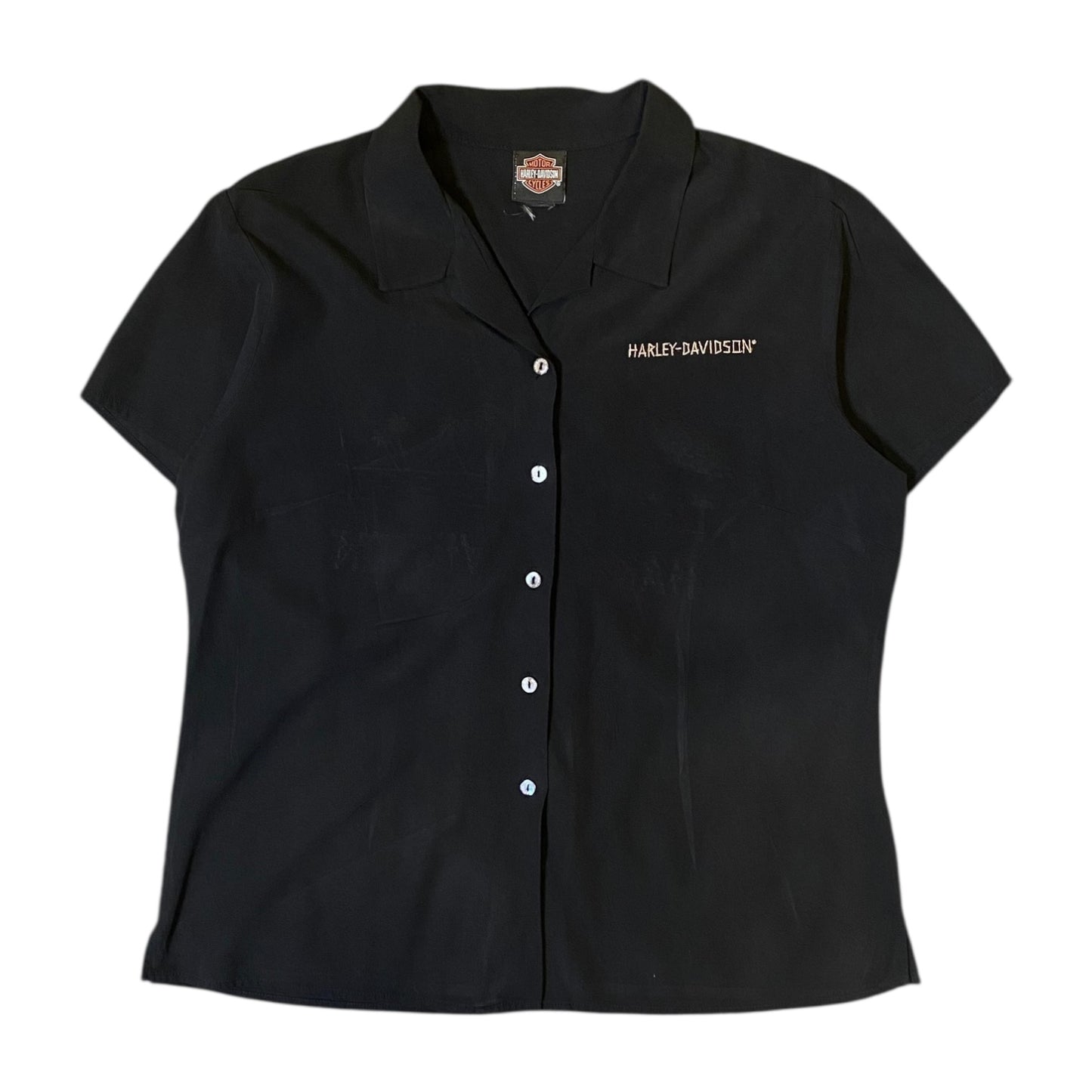 Harley Davidson Santa Graphic Black Button Up T-Shirt