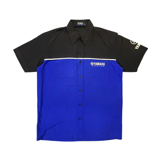 Yamaha Racing Blue/Black Button Up T-Shirt