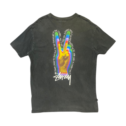 Stussy Grey Peace Sign T-Shirt