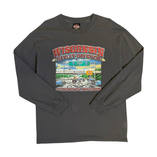 Harley Davidson Oconomowoc Wisconsin Long Sleeve Grey T-Shirt