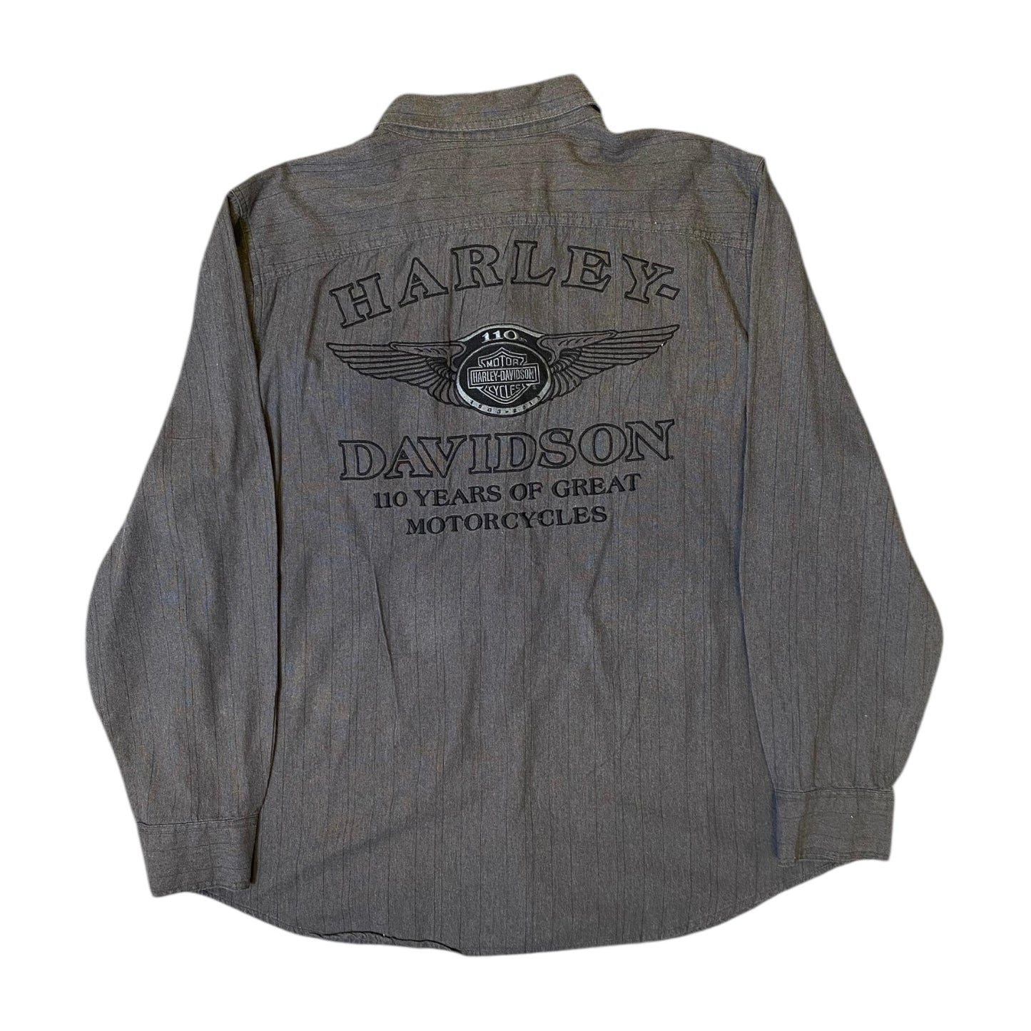Harley Davidson 110th Anniversary Grey Button Up Shirt