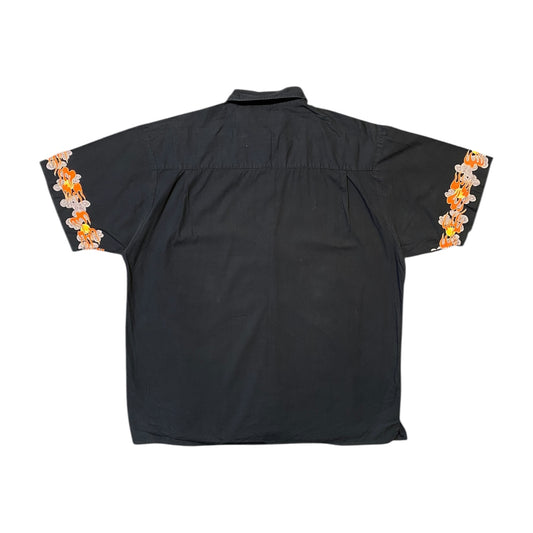 Dragon Print Black Button Up Shirt