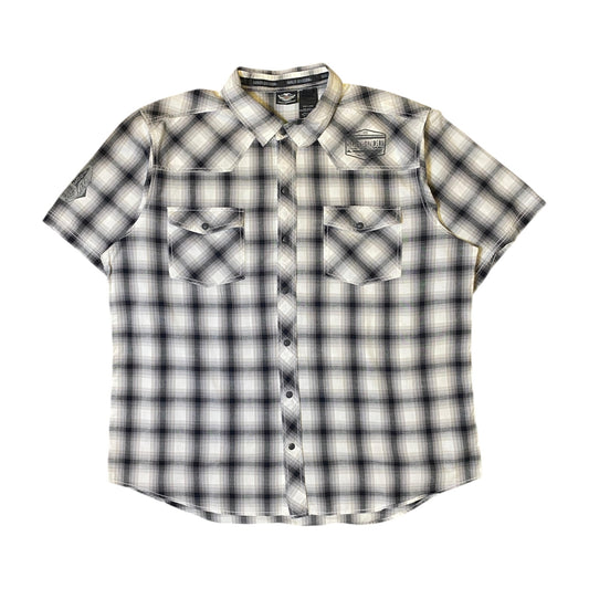 Harley Davidson Plaid Button Up T-Shirt