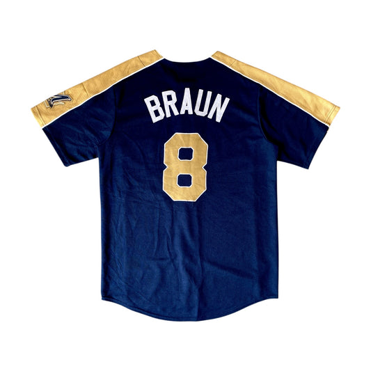 MLB Brewers #8 Braun Navy Jersey