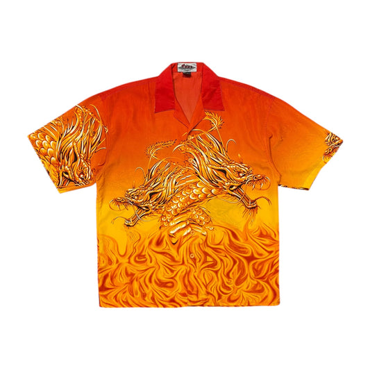 BAM Dragon & Fire Graphic Button Up T-Shirt