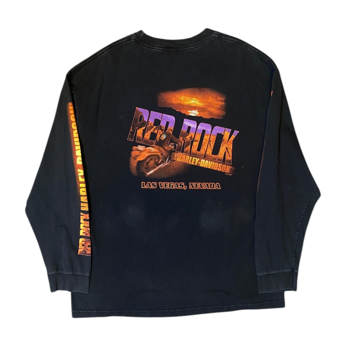 Harley Davidson Red Rock Las Vegas Nevada Long Sleeve Black T-Shirt