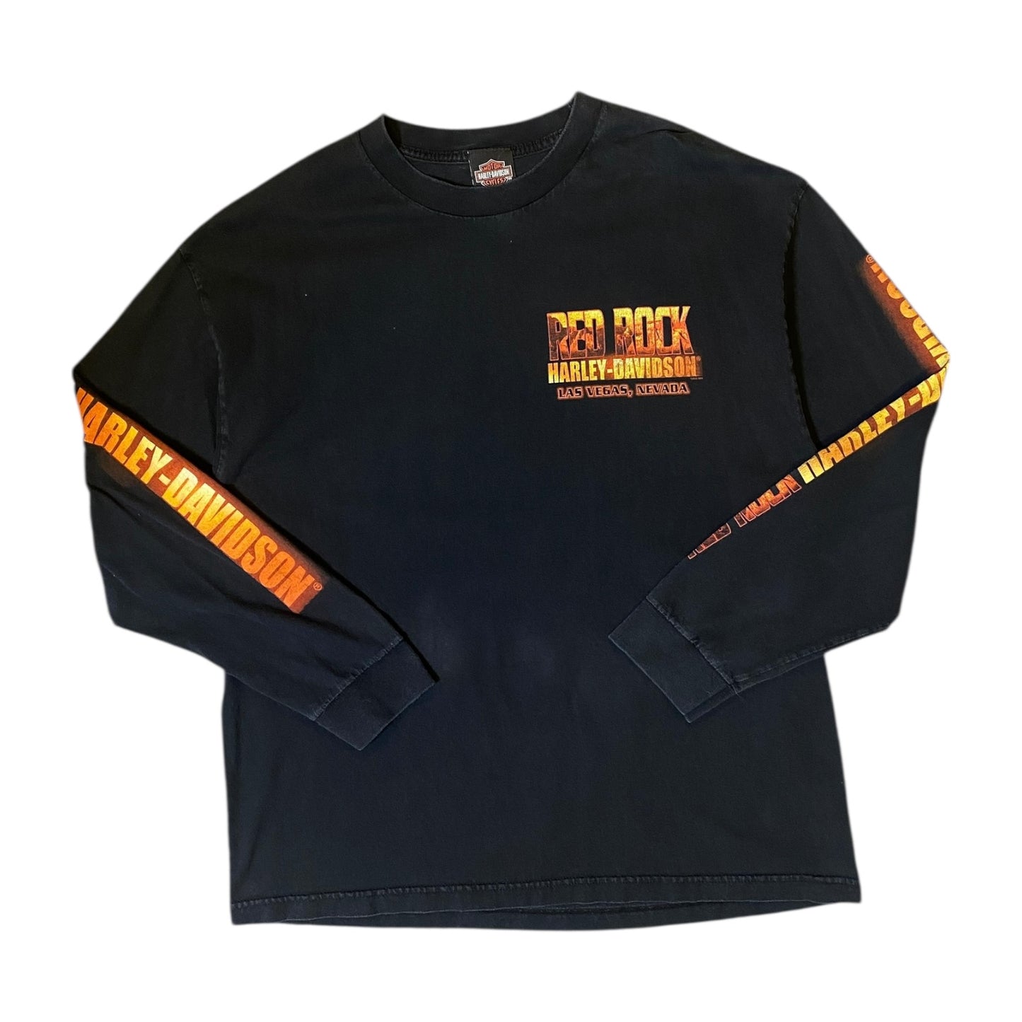 Harley Davidson Red Rock Las Vegas Nevada Long Sleeve Black T-Shirt