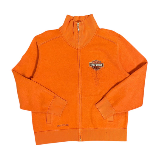 Harley Davidson Orange Zip Up High Neck Sweater