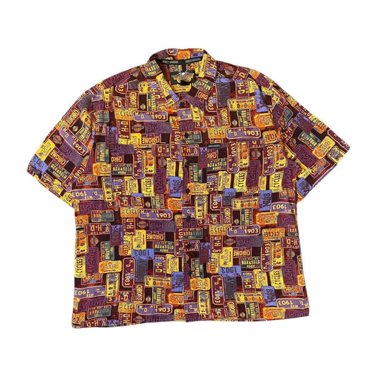 Harley Davidson Roadsigns Graphic Button Up T-Shirt