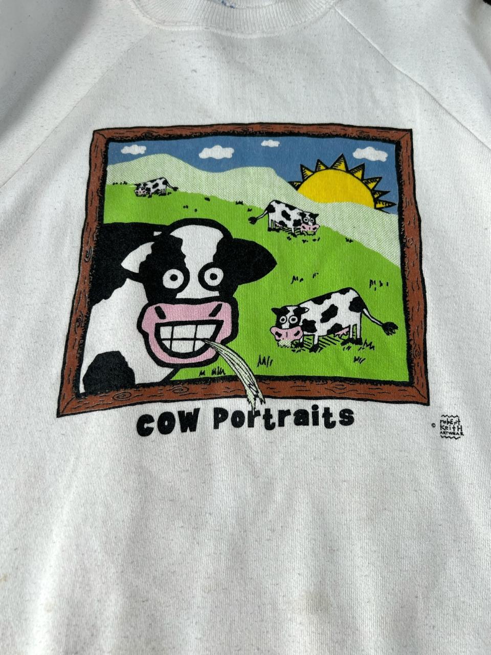 Vintage 1990s Cow Portraits Robert Keith Graphic Crewneck