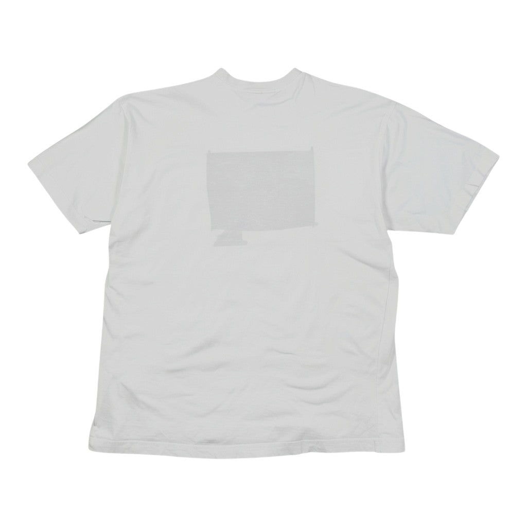 Digg It Thrift & Vintage white 90s Adidas t-shirt with a faded hand-drawn Trefoil logo on the back