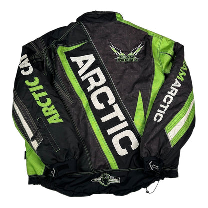 Digg It Thrift & Vintage Arctic Cat Team Arctic TriBalance snowmobile racing jacket in black and neon green, size XL