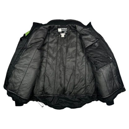Digg It Thrift & Vintage Arctic Cat Team Arctic snowmobile racing jacket interior with black mesh lining and pockets