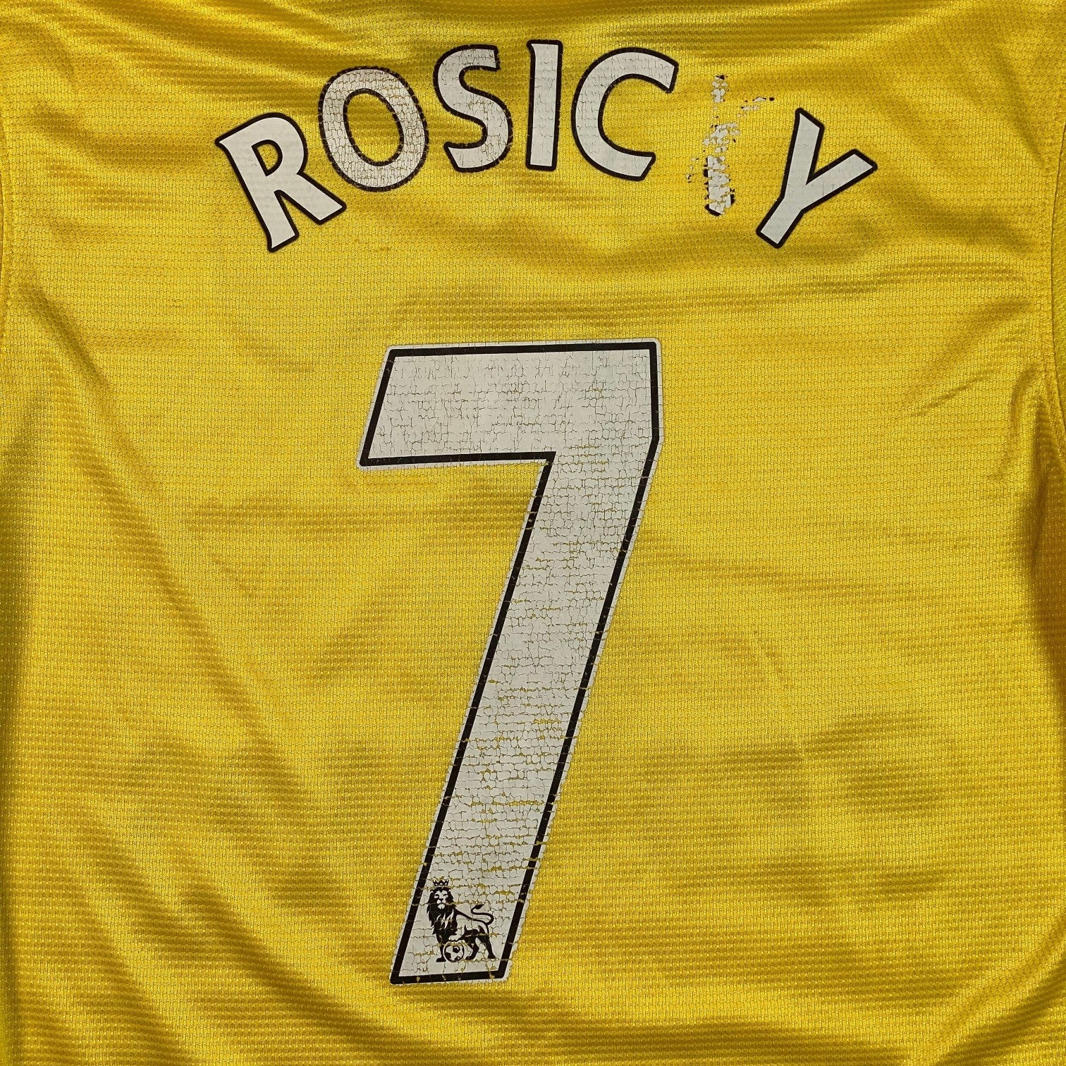 Digg It Thrift & Vintage yellow Arsenal away football shirt with Rosicky number 7 print on the back