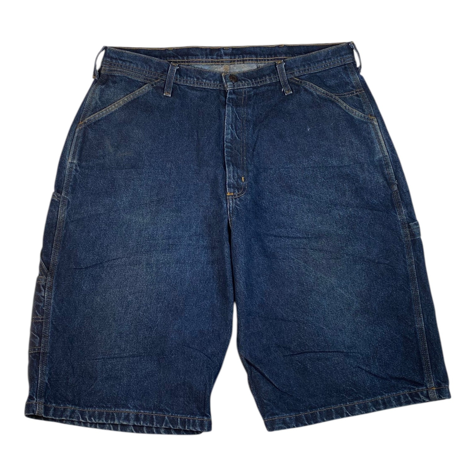 Digg It Thrift & Vintage Polo Ralph Lauren baggy denim shorts in dark blue with a relaxed fit and size 36 waist