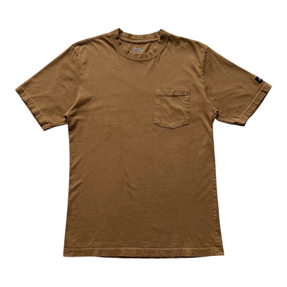 Digg It Thrift & Vintage beige Dickies short sleeve t-shirt with a chest pocket and small logo tag on the sleeve.