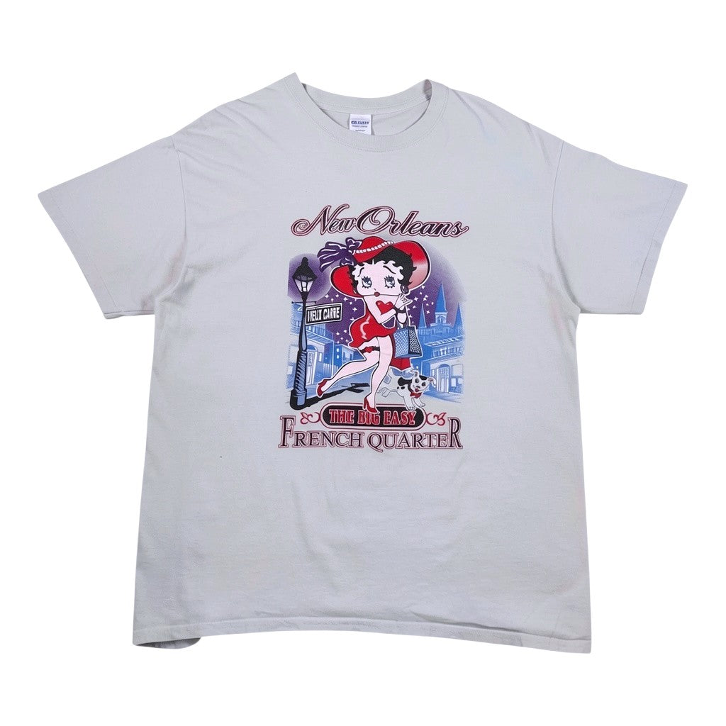 Digg It Thrift & Vintage grey graphic t-shirt featuring Betty Boop in New Orleans French Quarter design