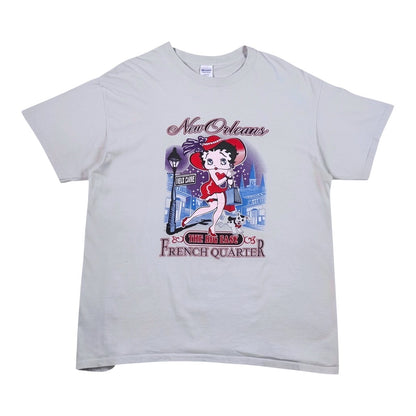 Digg It Thrift & Vintage grey graphic t-shirt featuring Betty Boop in New Orleans French Quarter design