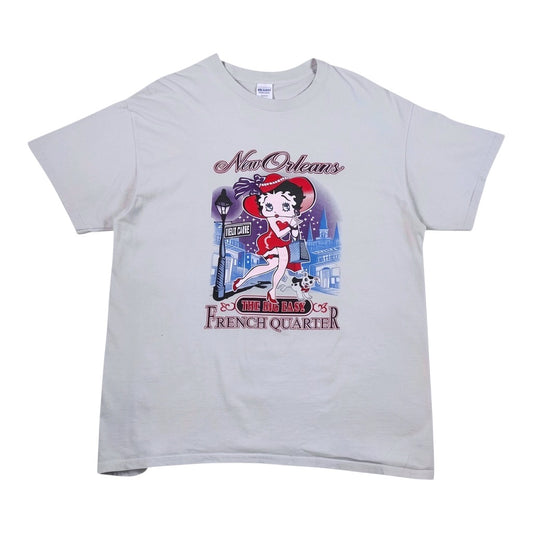 Digg It Thrift & Vintage grey graphic t-shirt featuring Betty Boop in New Orleans French Quarter design