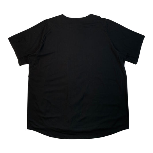 Back view of a plain black New Era x Muerte Hustle Daily Angel baseball jersey from Digg It Thrift & Vintage