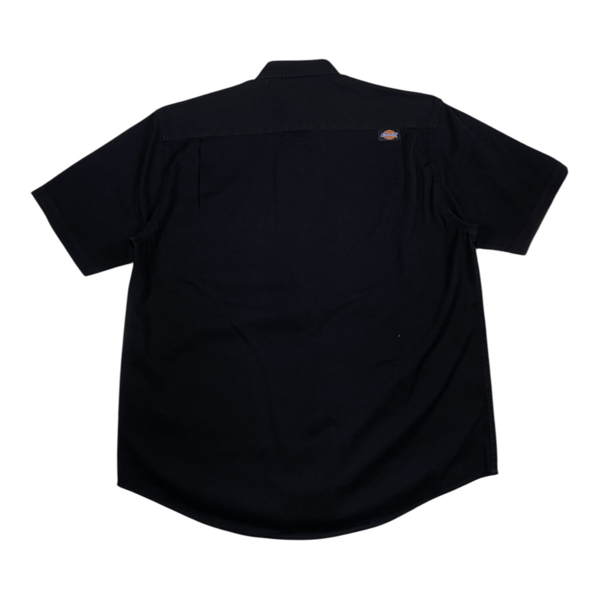 Back view of a black Dickies short sleeve work shirt from Digg It Thrift & Vintage, size large.
