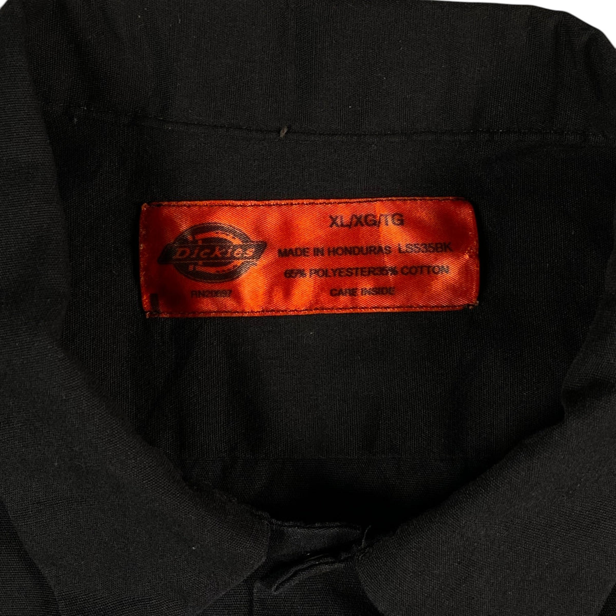 Digg It Thrift & Vintage black Dickies work shirt collar with orange size XL tag
