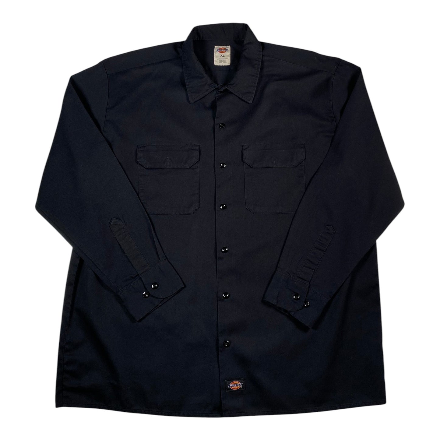 Digg It Thrift & Vintage black Dickies long sleeve work shirt with button-down front and dual chest pockets