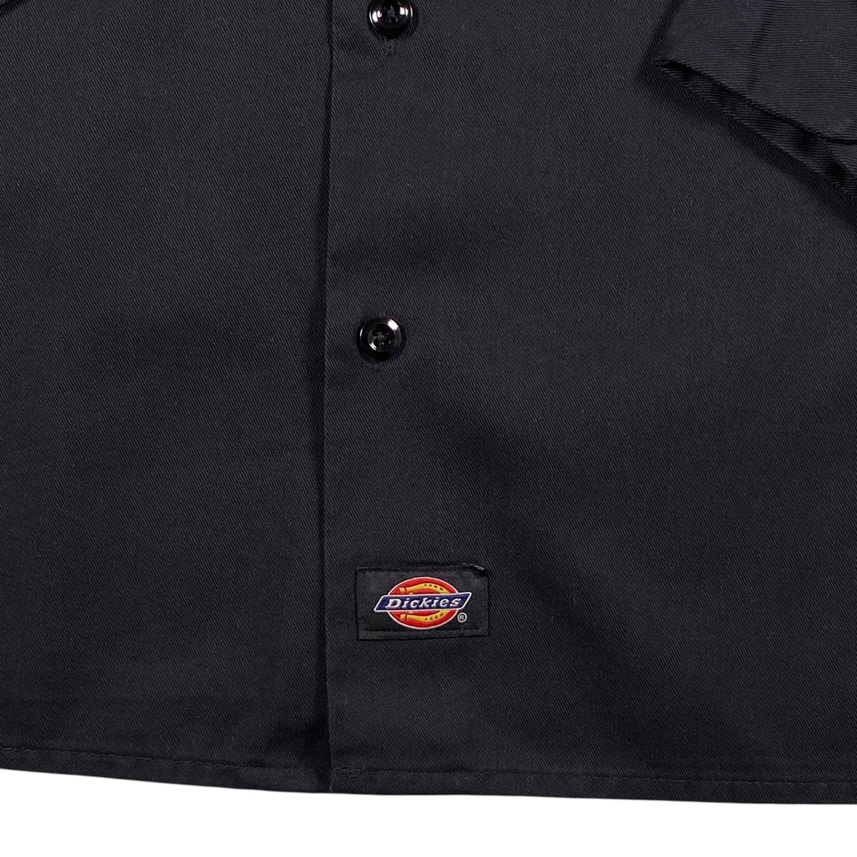 Digg It Thrift & Vintage solid black Dickies long sleeve work shirt with button-down front and logo patch