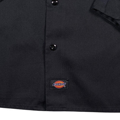 Digg It Thrift & Vintage solid black Dickies long sleeve work shirt with button-down front and logo patch