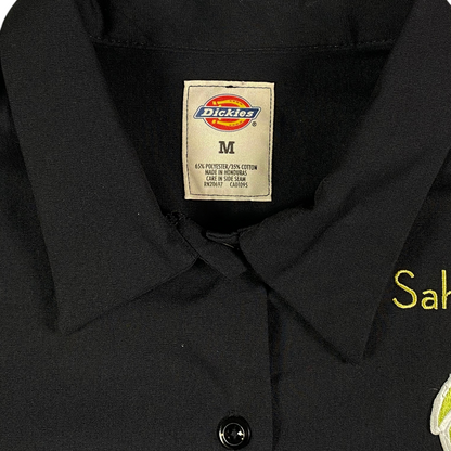 Digg It Thrift & Vintage black Dickies x Sahm's Place work shirt with collar and embroidered logo detail