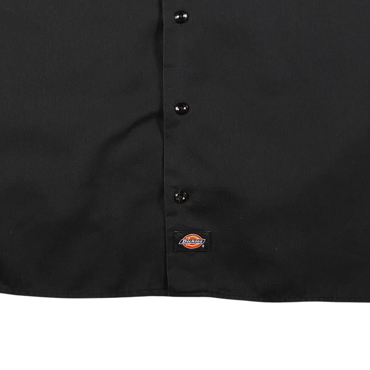 Digg It Thrift & Vintage black Dickies short sleeve work shirt with button-down front and logo patch