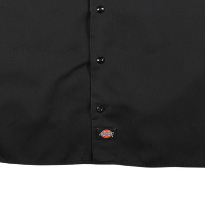 Digg It Thrift & Vintage black Dickies short sleeve work shirt with button-down front and logo patch