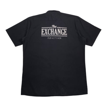 Digg It Thrift & Vintage black Dickies work shirt with The Exchange Pub + Kitchen back graphic print