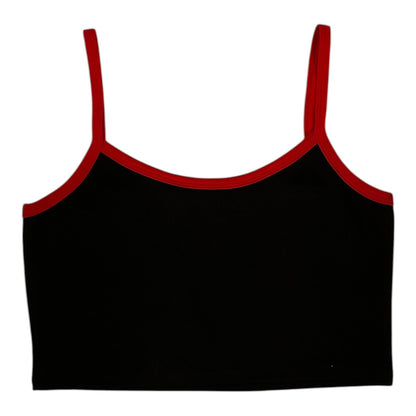 Digg It Thrift & Vintage Jawbreaker black crop top with red trim and spaghetti straps