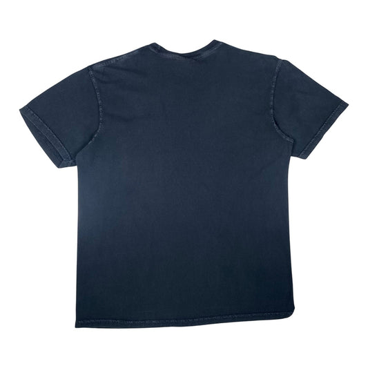 Back view of a plain black Digg It Thrift & Vintage Zach Bryan music t-shirt on a white background.