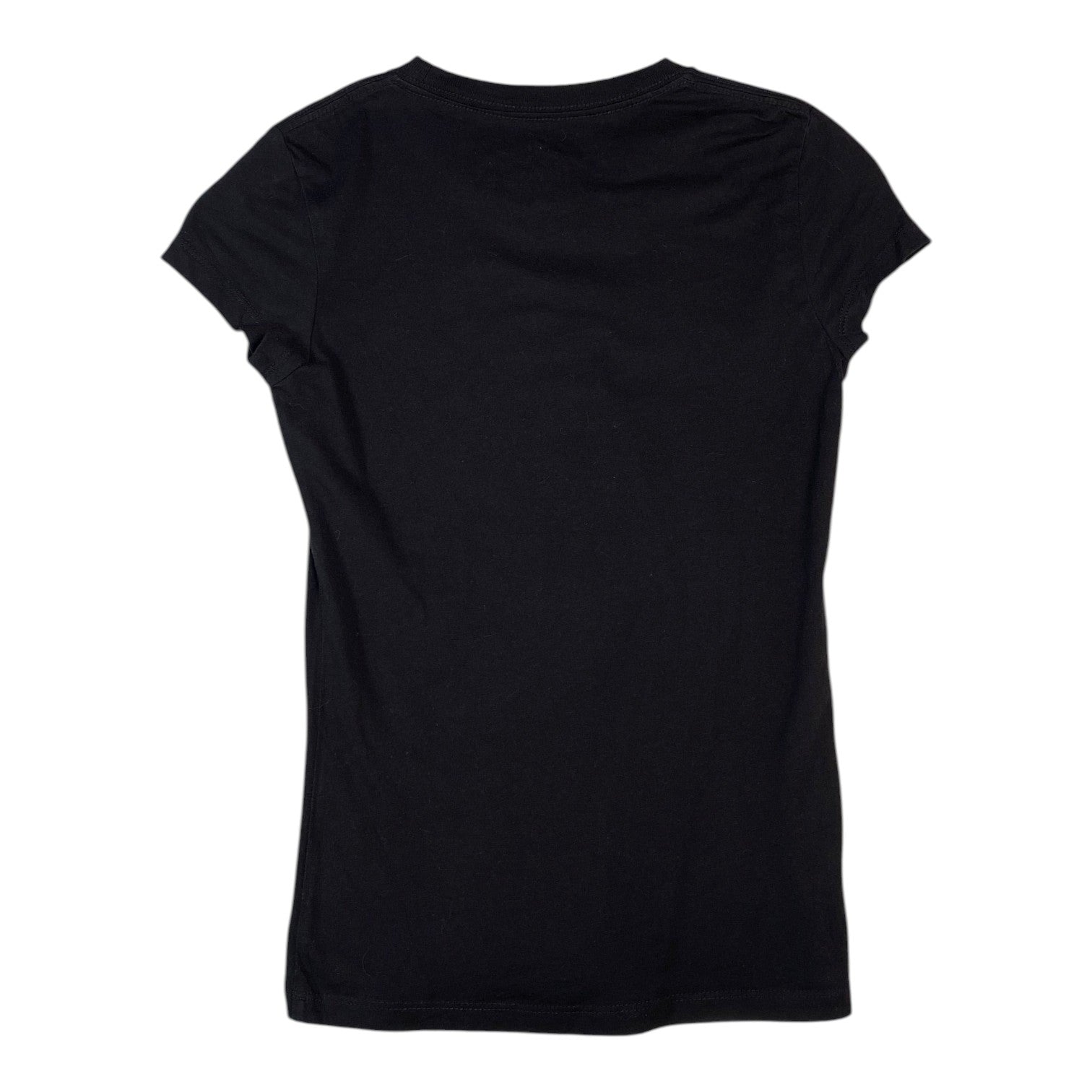 Back view of a plain black Digg It Thrift & Vintage t-shirt, size small fitting like an extra small.