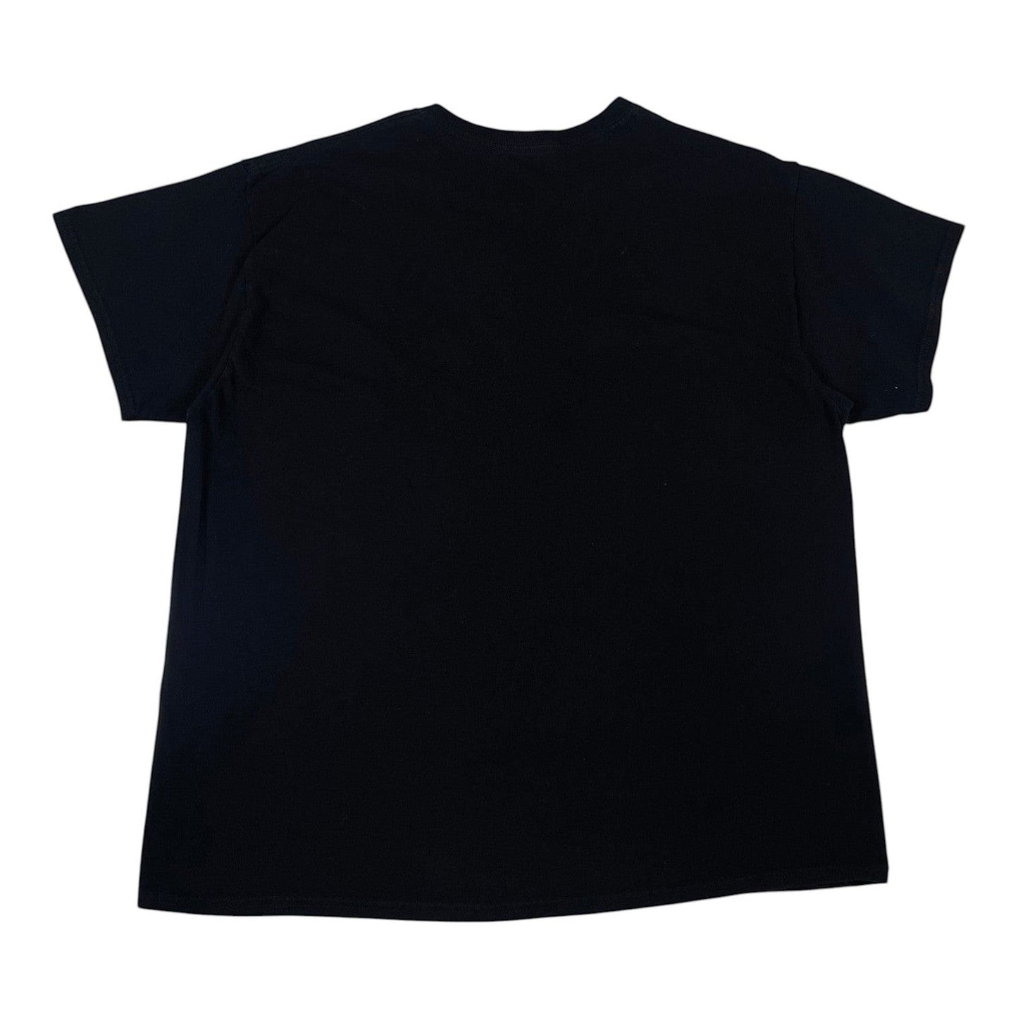 Back view of a plain black Digg It Thrift & Vintage Johnny Cash music t-shirt on a white background.