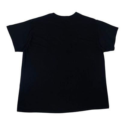 Back view of a plain black Digg It Thrift & Vintage Johnny Cash music t-shirt on a white background.