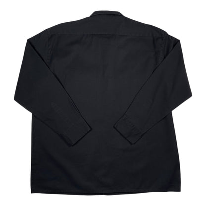 Back view of a solid black Dickies long sleeve work shirt from Digg It Thrift & Vintage in size XL.