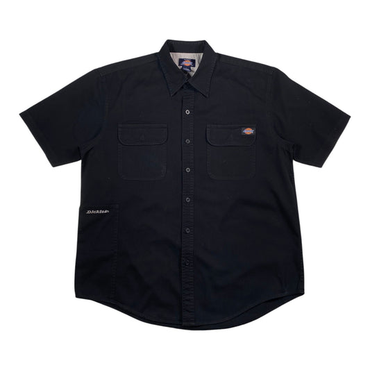 Digg It Thrift & Vintage black short sleeve work shirt with dual chest pockets and side utility pocket