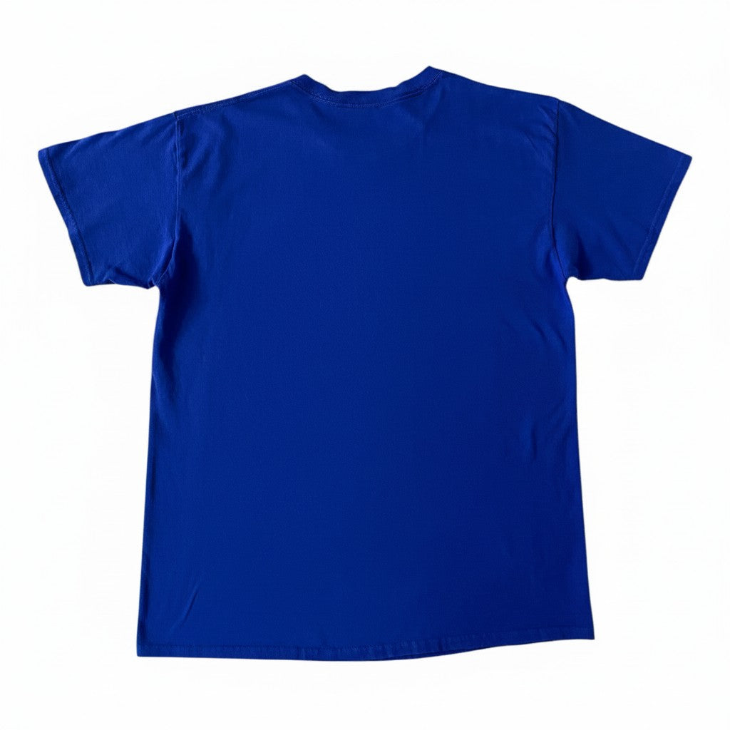 Back view of a plain royal blue short-sleeve t-shirt from Digg It Thrift & Vintage